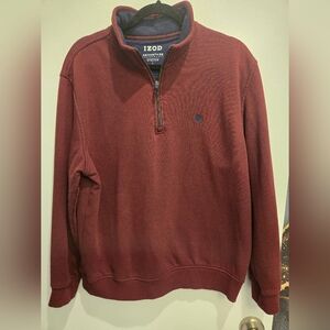 Izod Red Zip Up Sweater Classic Knit